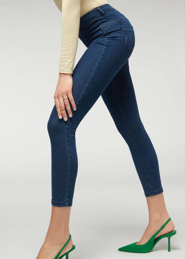 Calzedonia Push-up and soft touch Jeans Dam Marinblå | SE1582NB