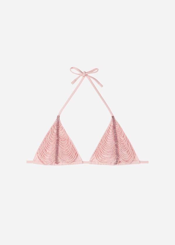 Calzedonia Rhinestone Beaded Badtofflor Triangle Manila Bikinitoppar Dam Rosa | SE2234QZ