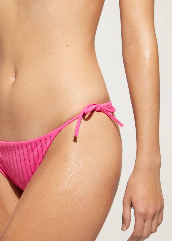 Calzedonia Rhinestone String Shanghai Bikiniunderdel Dam Rosa | SE2666JJ