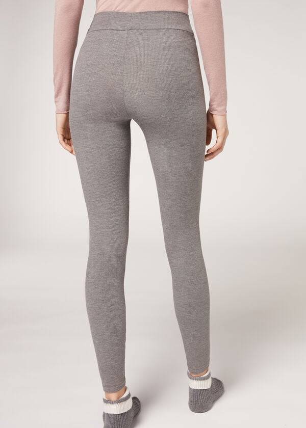 Calzedonia Räfflad with Cashmere Leggings Dam Grå | SE1515PQ