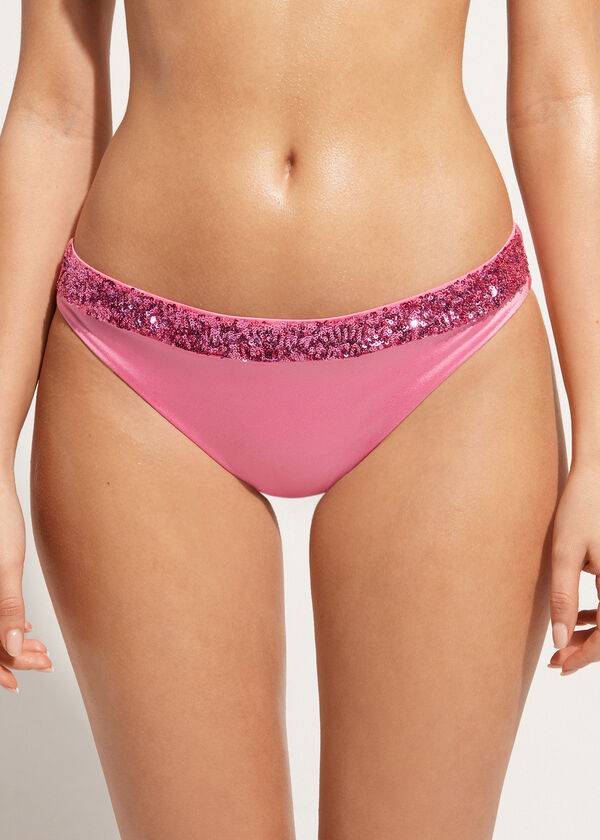 Calzedonia Sequined Cannes rosa Bikiniunderdel Dam Rosa | SE2651YU