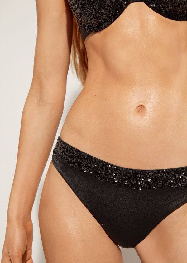 Calzedonia Sequined Cannes rosa Bikiniunderdel Dam Svarta | SE2652TV