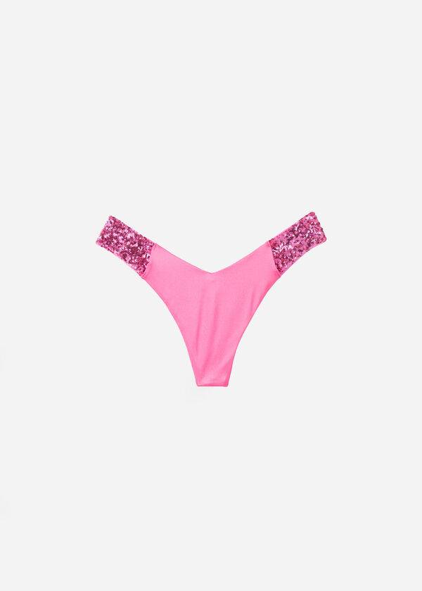 Calzedonia Sequined High-Cut Brazilian Cannes Cheeky Bikiniunderdel Dam Rosa | SE2645SO