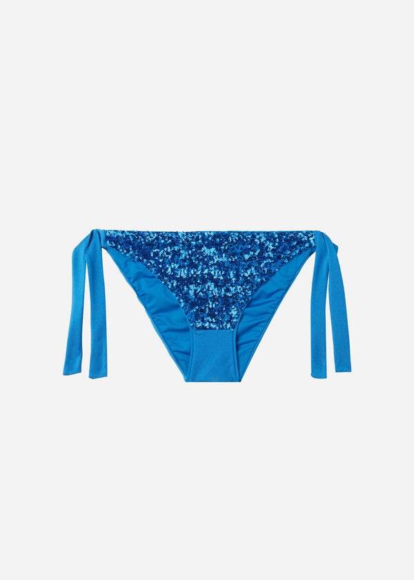 Calzedonia Sequined Side-Tie Cannes Bikiniunderdel Dam Blå | SE2640NB