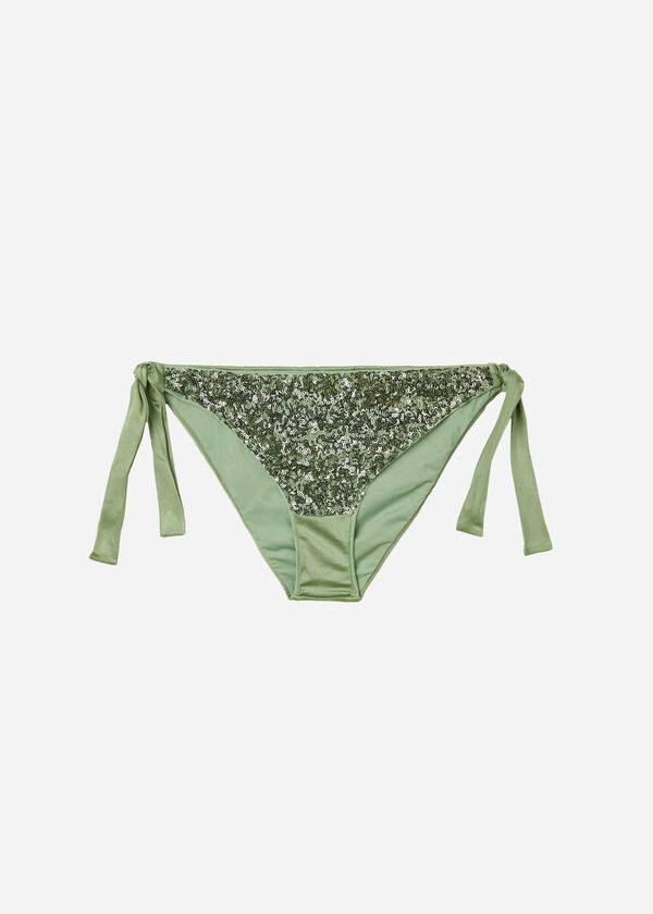 Calzedonia Sequined Side-Tie Cannes Bikiniunderdel Dam Gröna | SE2643FM