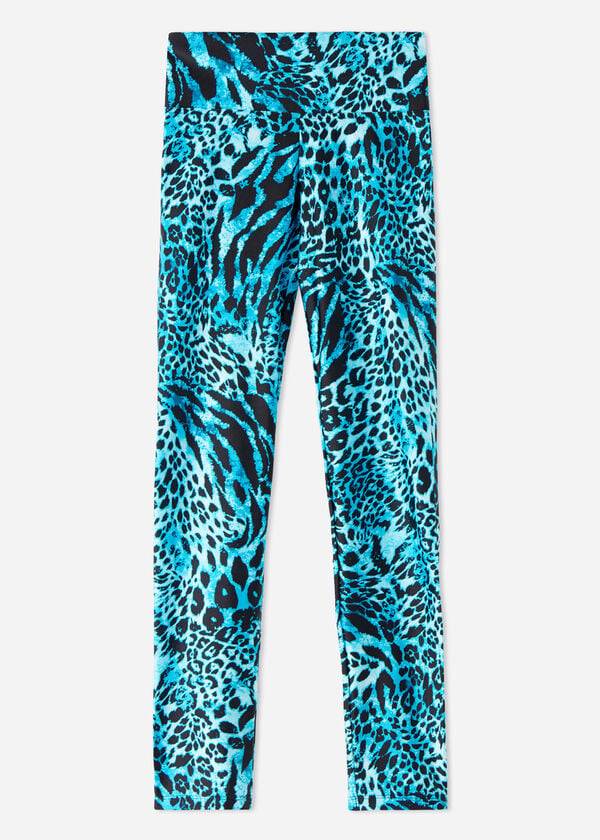 Calzedonia Shiny Animal-Print Gympa Leggings Dam Turkos | SE1510TV