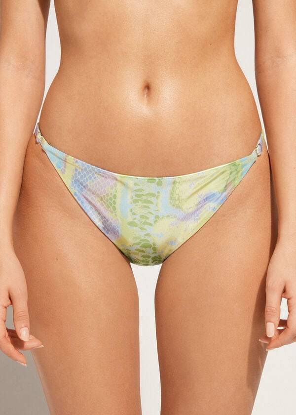 Calzedonia Snake-Pattern Adjustable-Side Las Palmas Bikiniunderdel Dam Gröna | SE2618ZG