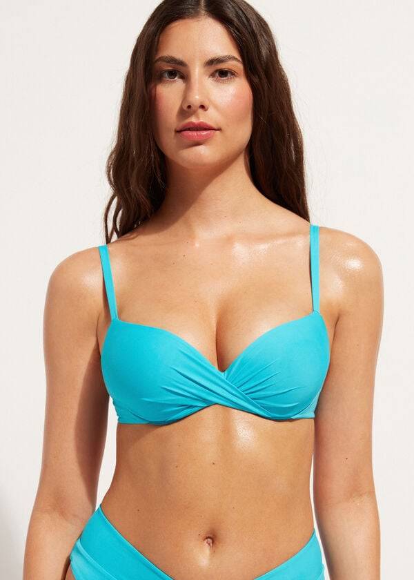 Calzedonia Soft Graduated Super Vadderad Push-up Indonesia Bikinitoppar Dam Turkos | SE2231BC