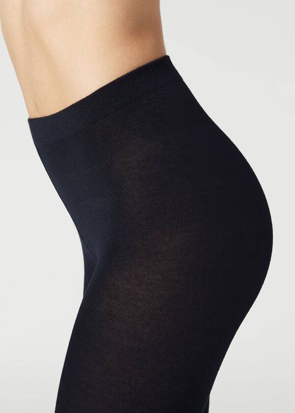 Calzedonia Soft Modal and Cashmere Blend Opaque Strumpbyxor Dam Blå | SE3125AP