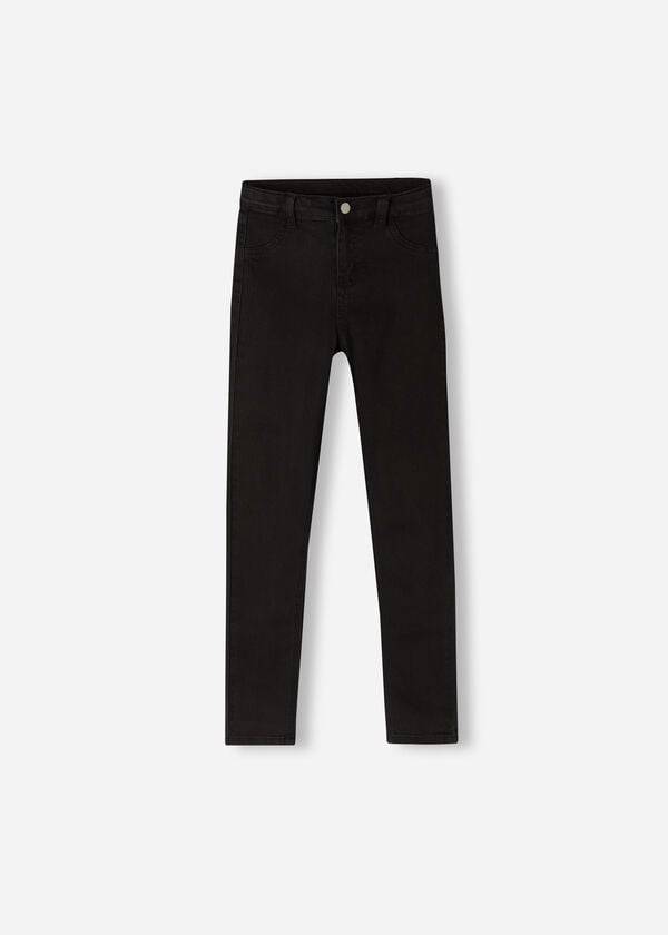 Calzedonia Soft Touch Denim Cropped Mager Leggings Barn Svarta Blå | SE1050DN