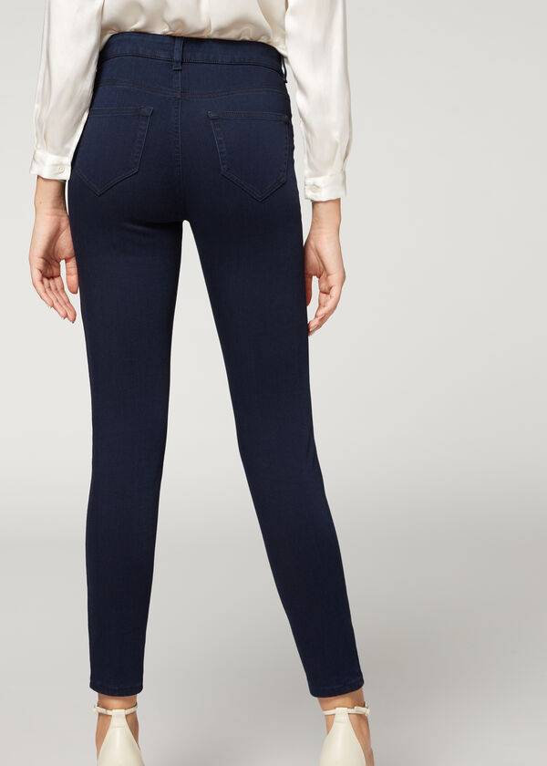 Calzedonia Soft Touch Thermal Mager Jeans Dam Marinblå | SE1580VD