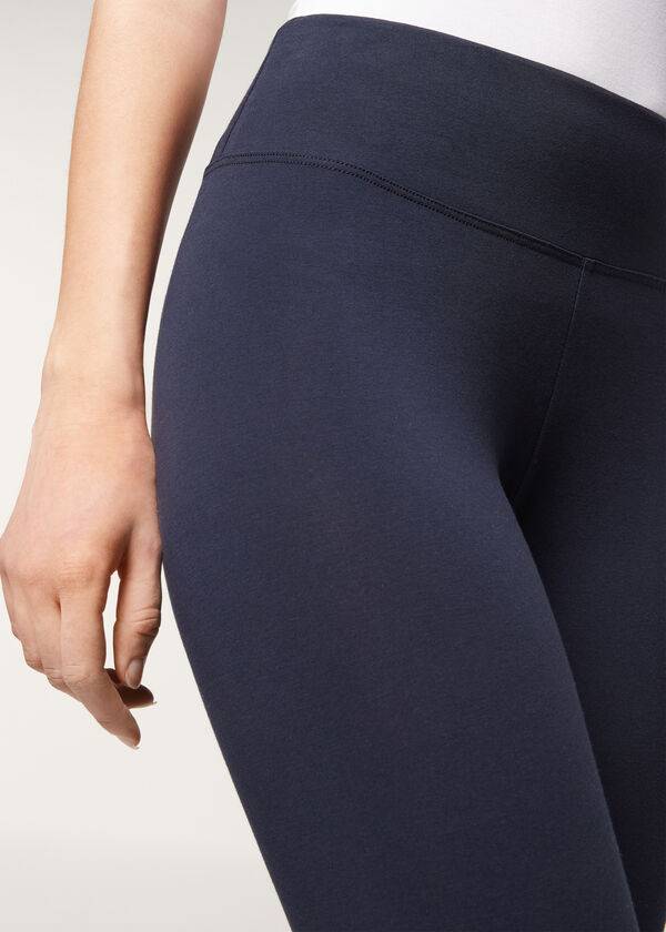 Calzedonia Supima Bomull Leggings Dam Blå | SE1497KI