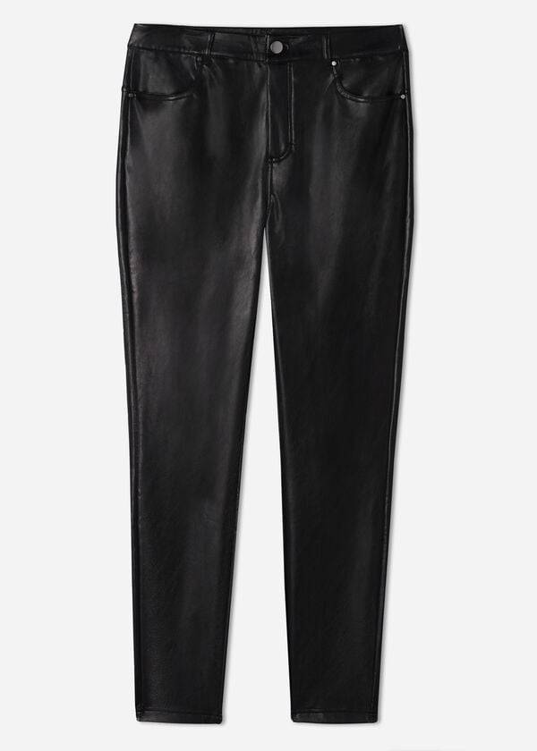 Calzedonia Thermal leather-effect Leggings Dam Svarta | SE1490AP