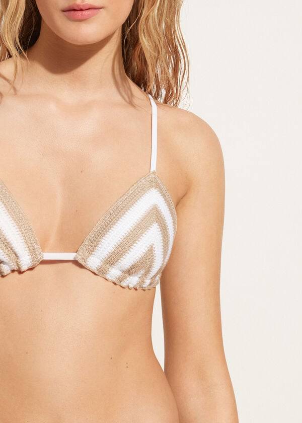 Calzedonia Triangle String Mumbai Bikinitoppar Dam Vita Beige | SE2137IS