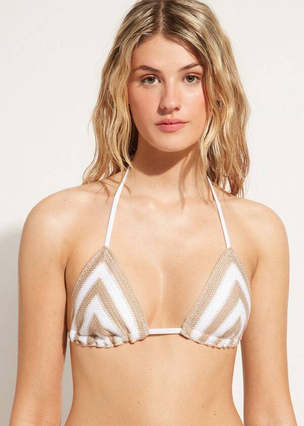 Calzedonia Triangle String Mumbai Bikinitoppar Dam Vita Beige | SE2137IS