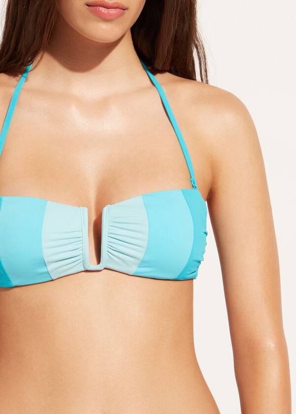 Calzedonia Vadderad Bandeau Azzorre Bikinitoppar Dam Turkos | SE2407VD