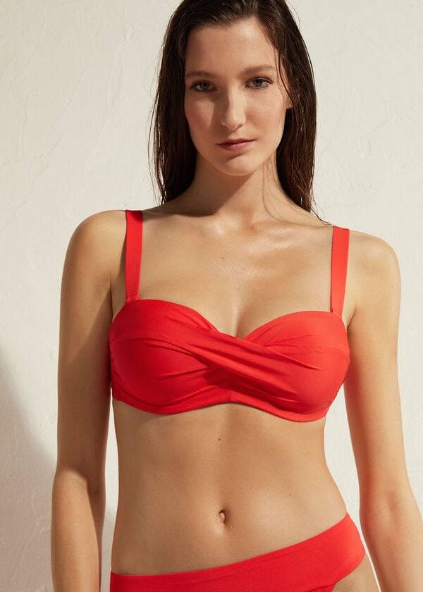 Calzedonia Vadderad Bandeau Indonesia Bikinitoppar Dam Röda | SE2400RW