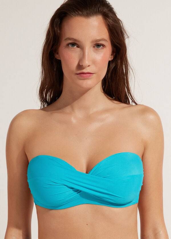 Calzedonia Vadderad Bandeau Indonesia Strapless Bikinitoppar Dam Turkos | SE2380BC