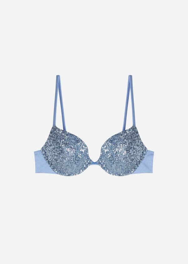 Calzedonia Vadderad Push-Up Cannes Bikinitoppar Dam Blå | SE2352MA