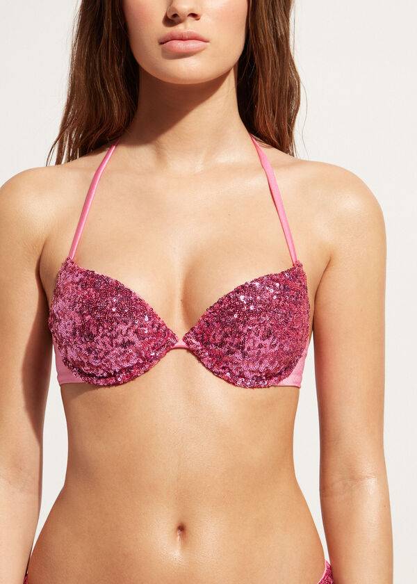 Calzedonia Vadderad Push-Up Cannes rosa Bikinitoppar Dam Rosa | SE2347TV