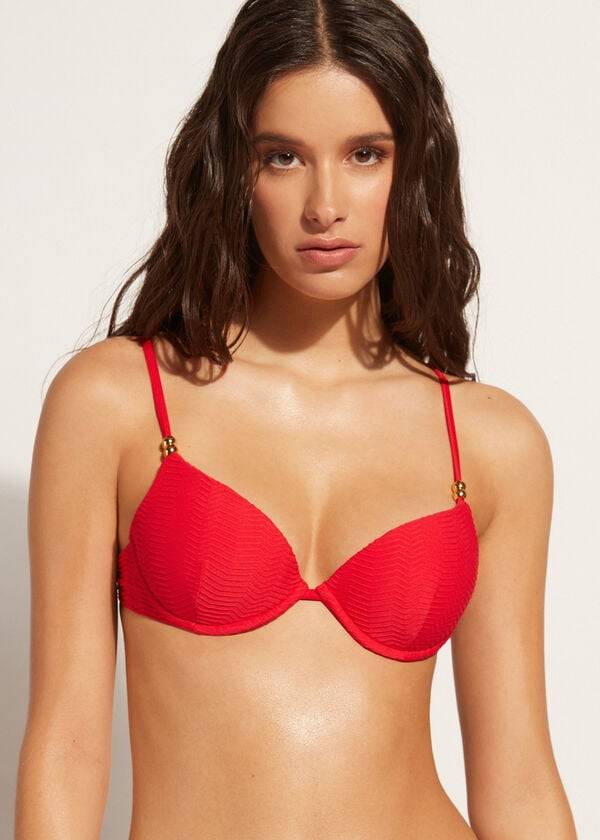 Calzedonia Vadderad Push-Up Casablanca Bikinitoppar Dam Röda | SE2344IS