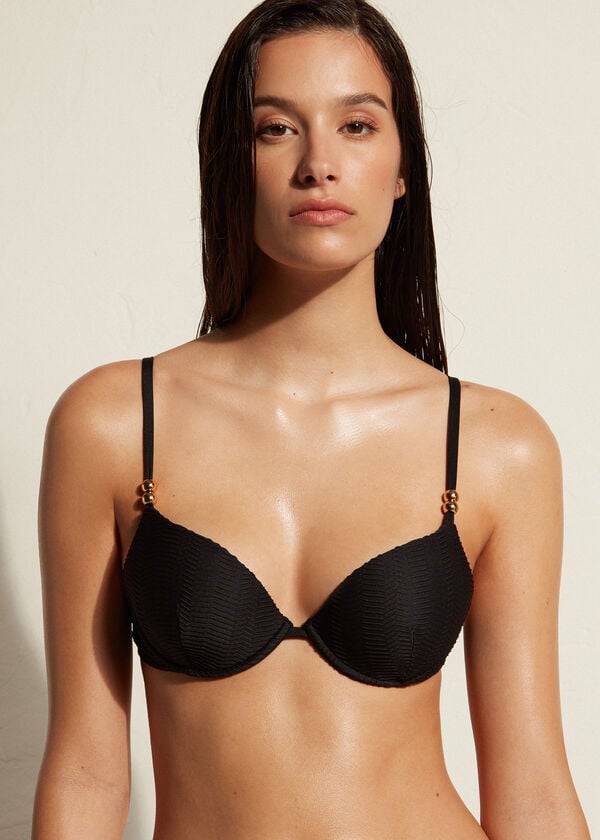 Calzedonia Vadderad Push-Up Casablanca Bikinitoppar Dam Svarta | SE2345UT