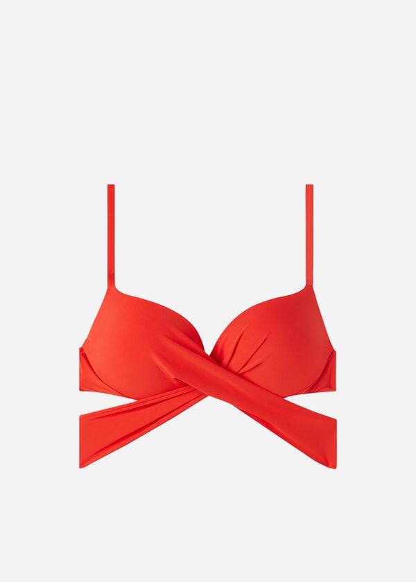 Calzedonia Vadderad Push Up Indonesia Eco Bikinitoppar Dam Röda | SE2372YU