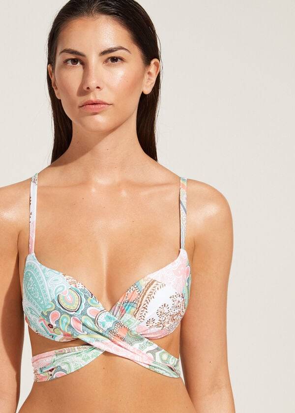 Calzedonia Vadderad Push-Up Saint Tropez Bikinitoppar Dam Blå | SE2315AP