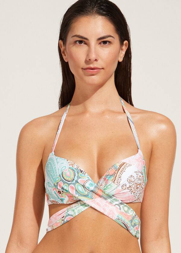 Calzedonia Vadderad Push-Up Saint Tropez Bikinitoppar Dam Blå | SE2315AP