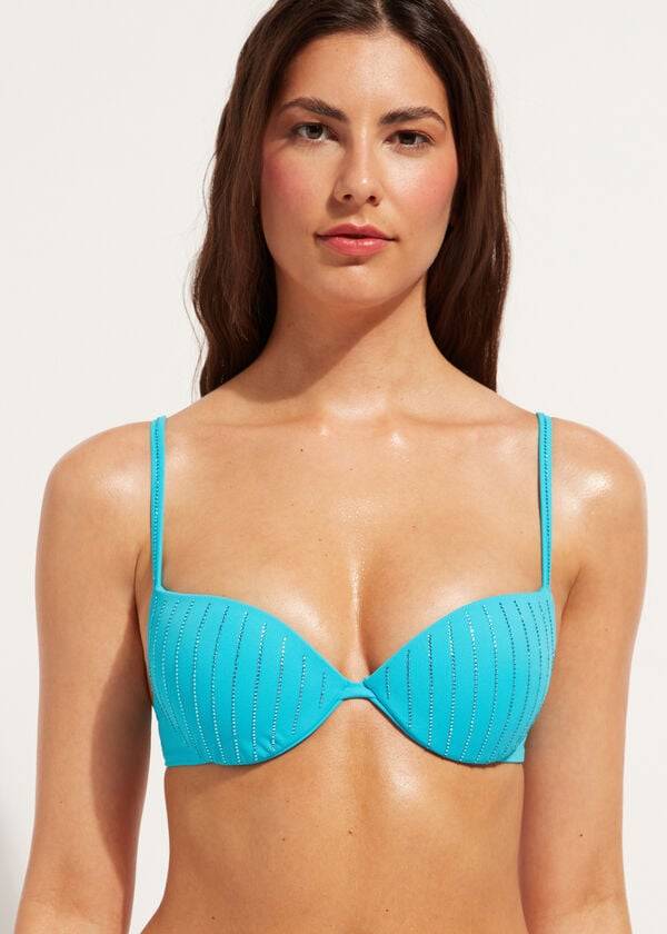 Calzedonia Vadderad Push Up Shanghai Bikinitoppar Dam Turkos | SE2357XF